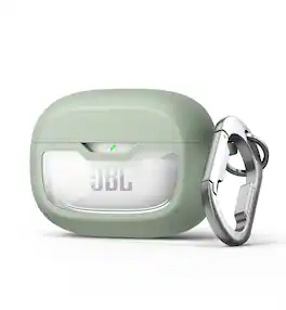 SURITCH - Headphone Case for JBL Vibe Beam/JBL Vibe Beam 2/ JBL Vibe 200TWS Earbuds with Carabiner, Shockproof Magnetic Bumper - Green