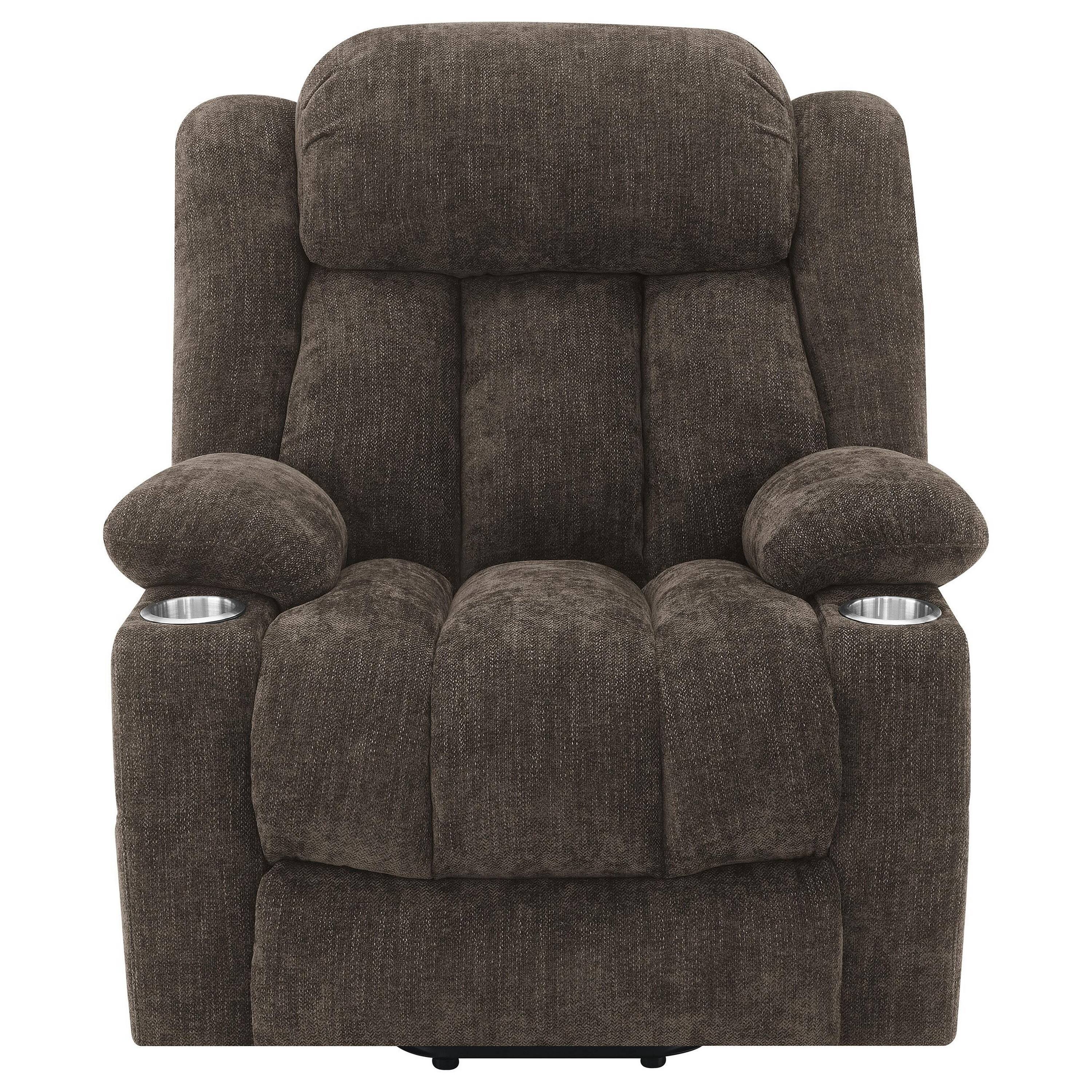Angle. Manhattan Lane - Limi Power Lift Recliner Chair,  , USB Port, Cupholders - Brown.