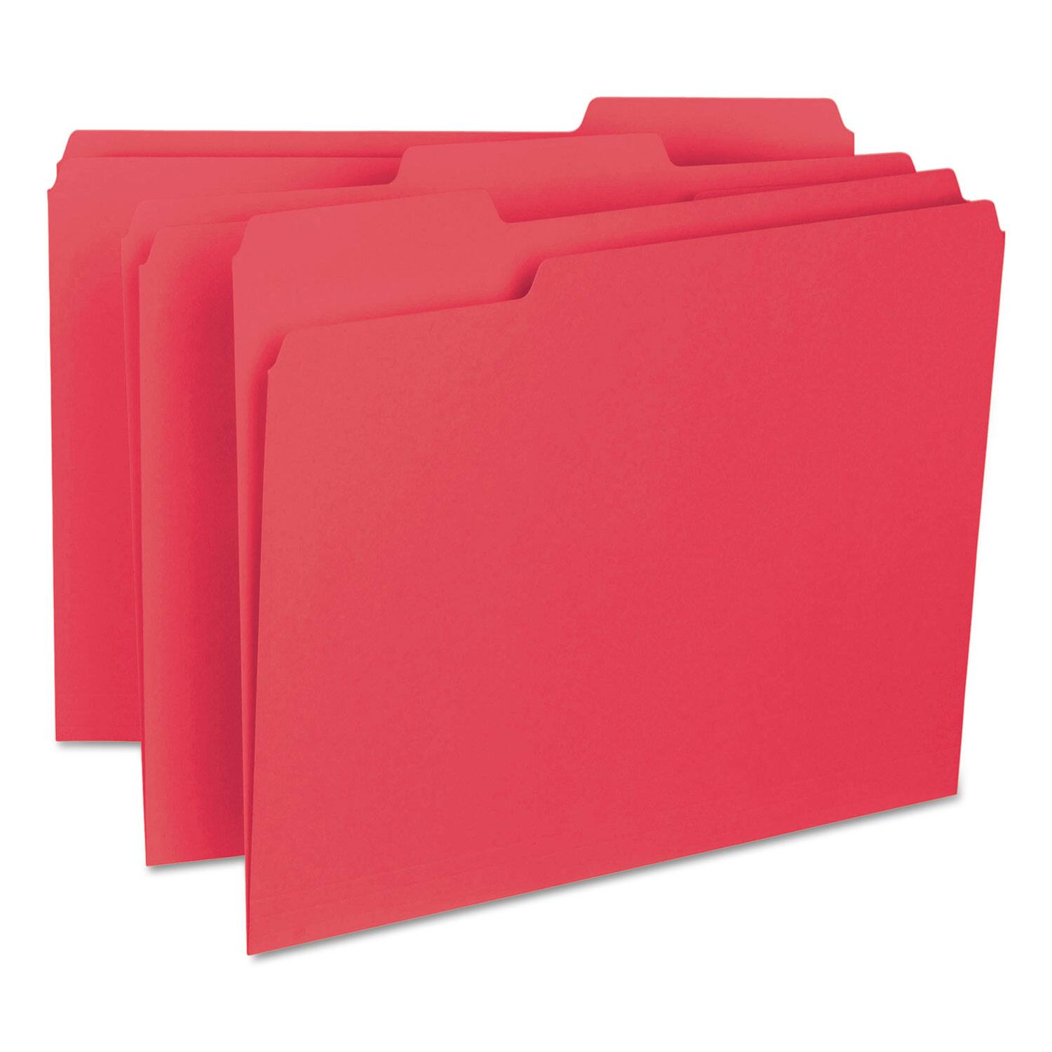 Front. Smead Manufacturing - Interior File Folders, 1/3-Cut Tabs: Assorted, Letter Size, 0.75" Expansion, Red, 100/Box.
