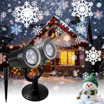 Front. Dazzed Corner - Christmas Snowflake Projector Lights, Waterproof LED Snowfall Lights - Black.