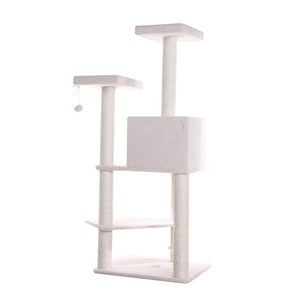 Left. Armarkat - Ivory 57 High Real Wood Cat Tree Fleece Covered Cat Climber - Beige.