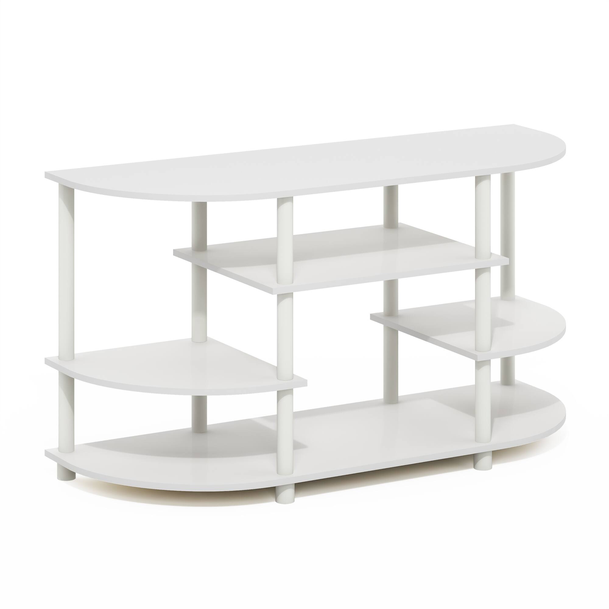 Front. Furinno - JAYA Simple Design Corner TV Stand - White/White.