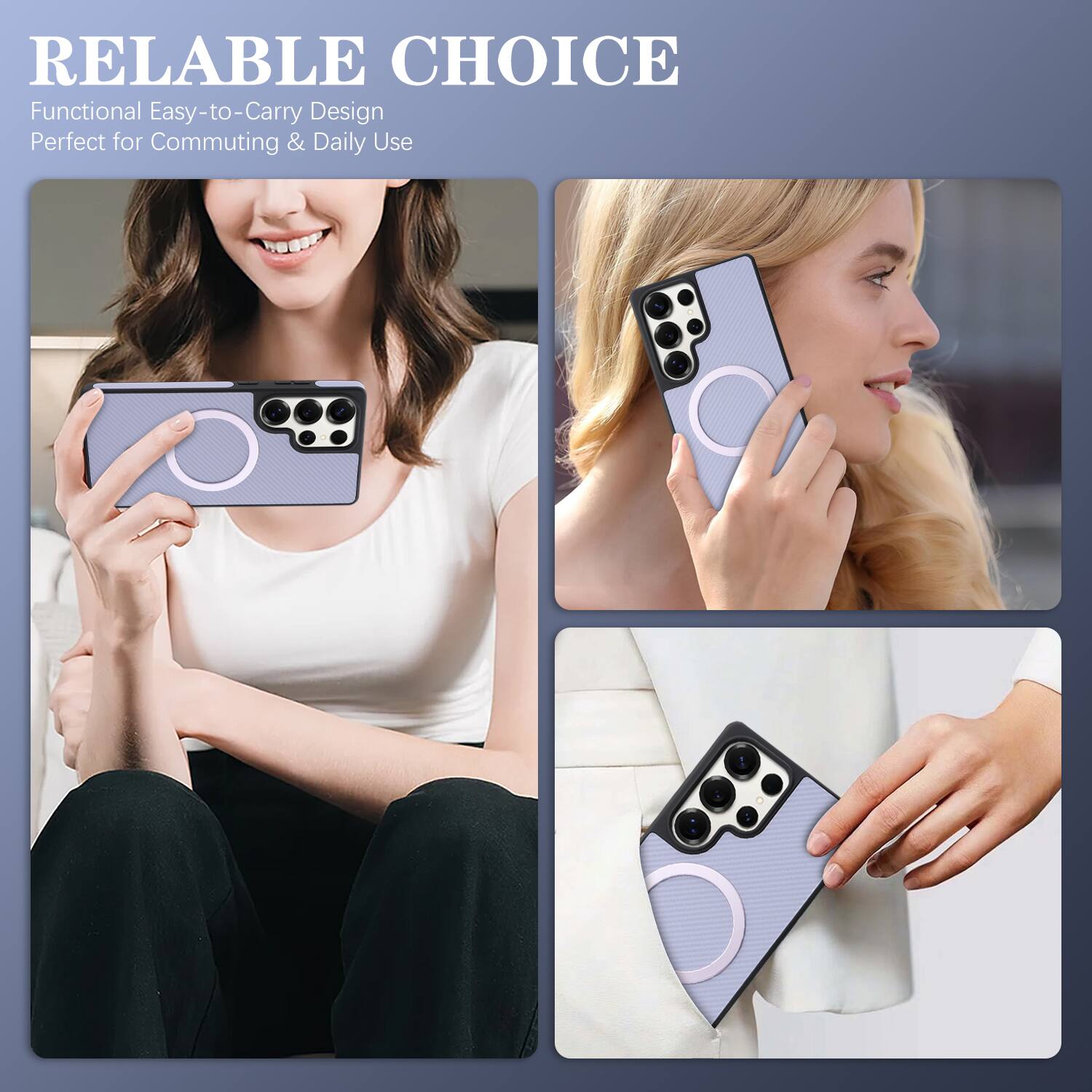 Dteck Magnetic Carbon Fiber Texture Case for Samsung Galaxy S25 Ultra ...