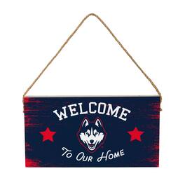 Evergreen Enterprises - UConn Huskies 6" x 11" Welcome Home Wood Wall Sign with Rope Hanger - Multicolor