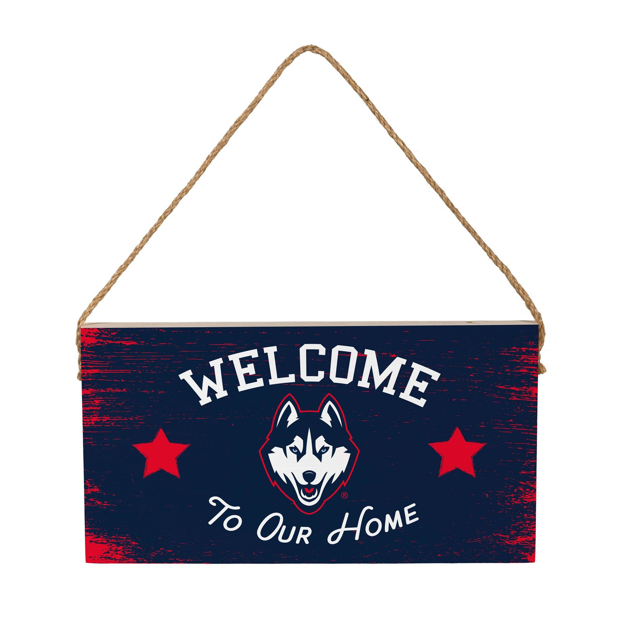 UConn Huskies 6" x 11" Welcome Home Wood Wall Sign with Rope Hanger
