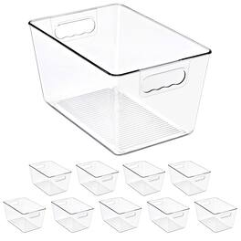 Sorbus - Storage Bins, 10 Pack Large Organization Bins with Handles – Storage Containers - Clear