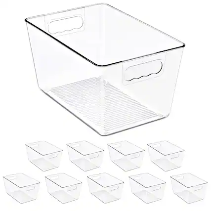 Front. Sorbus - Sorbus Clear Storage Bins, 10 Pack Large Organization Bins with Handles – Clear Storage Containers - Clear.