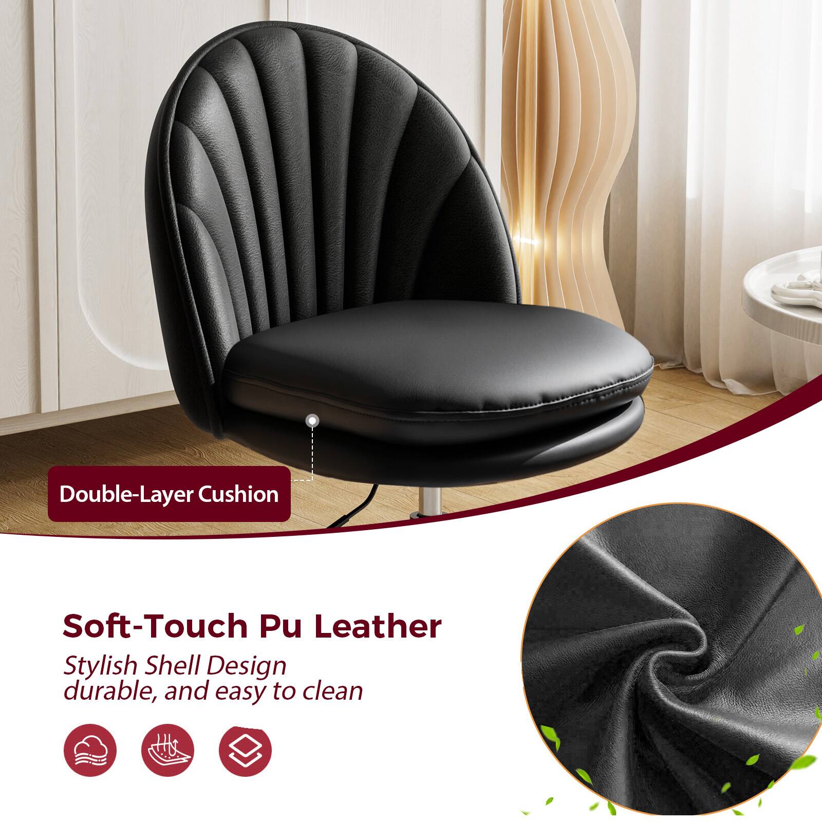 Double-Layer Cushion

Soft-Touch Pu Leather  
Stylish Shell Design  
durable, and easy to clean