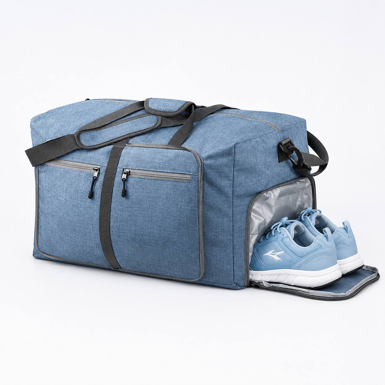 Alt View 2. Fosmon - Duffle Bag for Travel, 65L Duffel Bag, Foldable Duffle Bag Travel Bag Gym Bag Weekender Bag With Shoe Compartment, Blue - Blue.