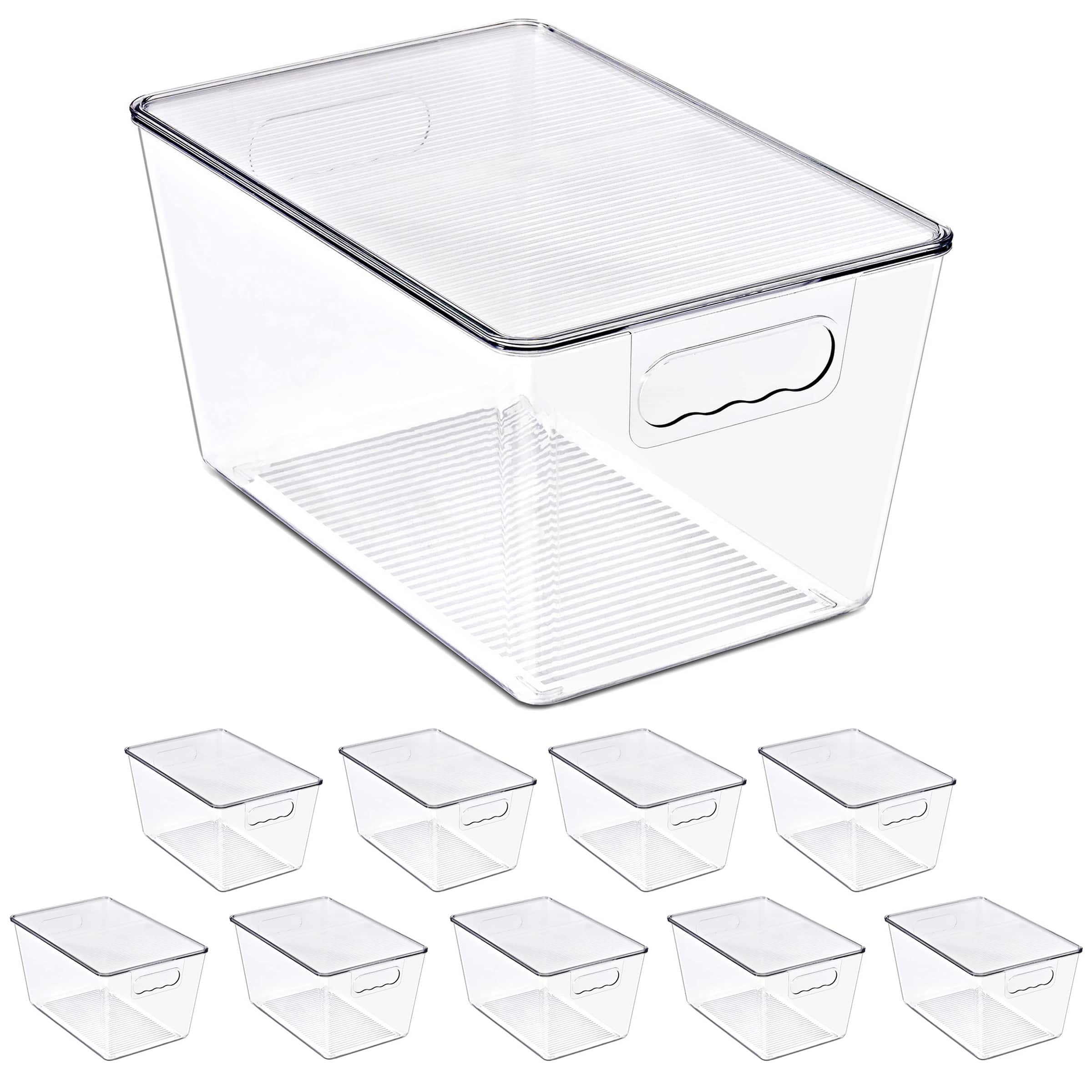 Sorbus - Storage Bins with Lids, 10 Pack Large Organization Bins with Handles – Stackable Storage Containers - Clear
