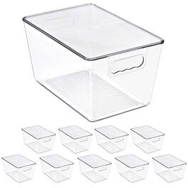Sorbus - Storage Bins with Lids, 10 Pack Large Organization Bins with Handles – Stackable Storage Containers - Clear