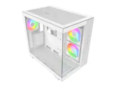 Front. Montech - MONTECH KING 65 PRO ATX Mid Tower, Dual Chamber, High Airflow, RTX 40 Support, 3 ARGB Fans - White - White.