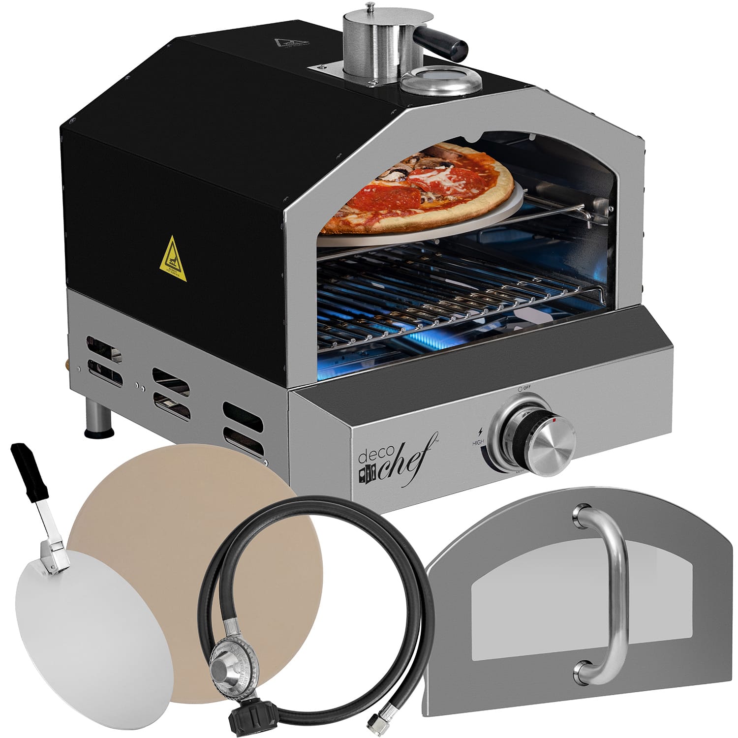 Deco Chef - 2-in-1 Propane Gas Pizza Oven & Grill PGPRN200BLK - Black