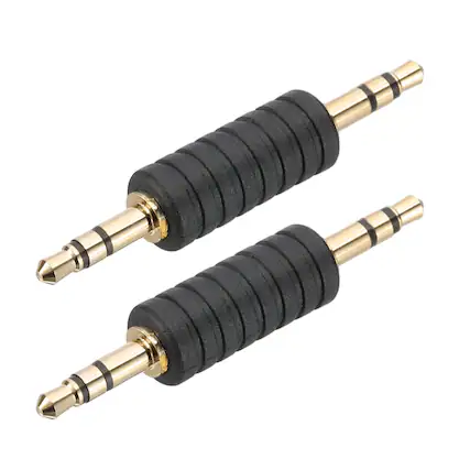 Front. Unique Bargains - 2pcs 3.5mm (1/8") Male to Male Stereo Audio Adapter Connector Jack - Black Gold.
