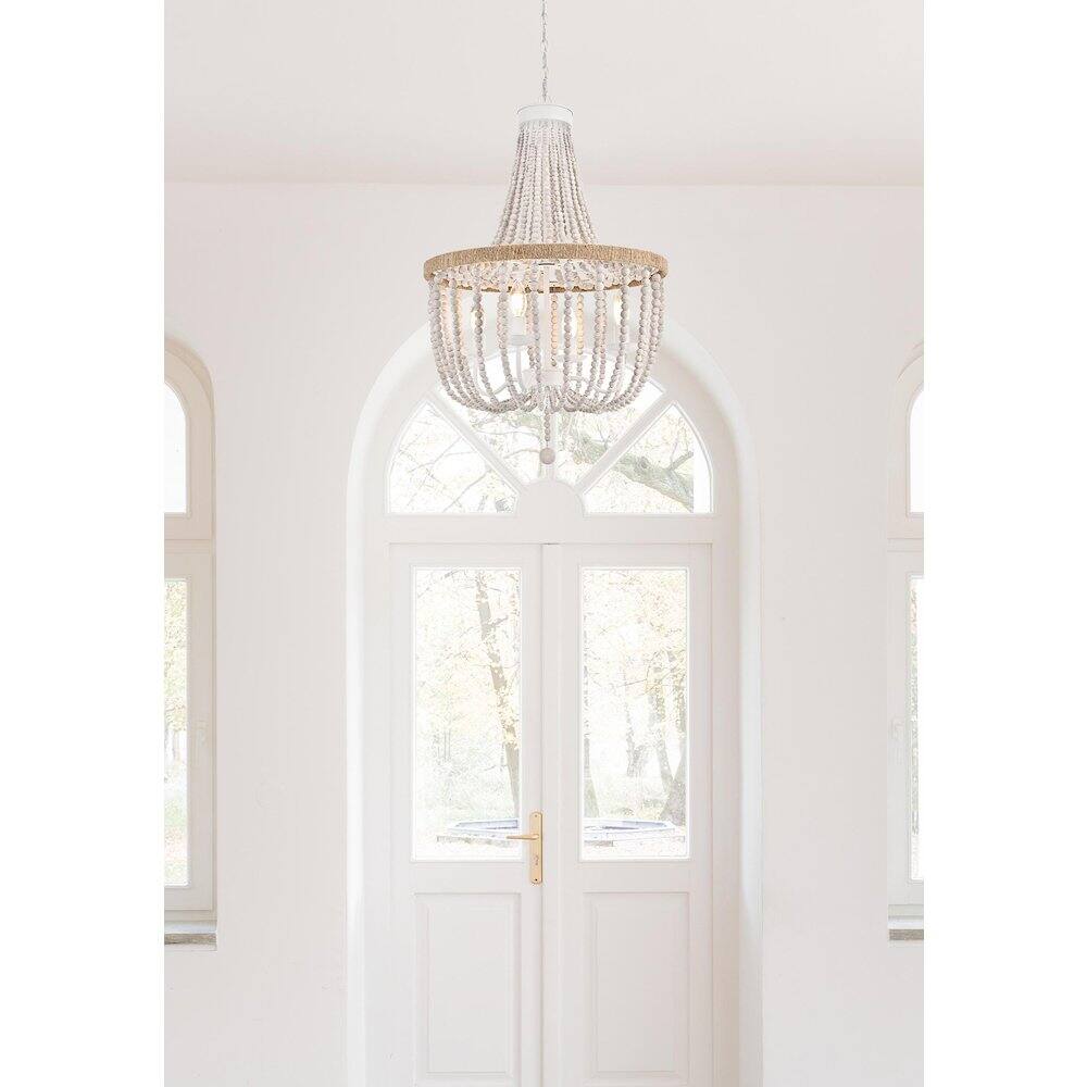 Alt View 4. Living District - Jolie 20 Inch Beaded Pendant In Antique White - Antique White.