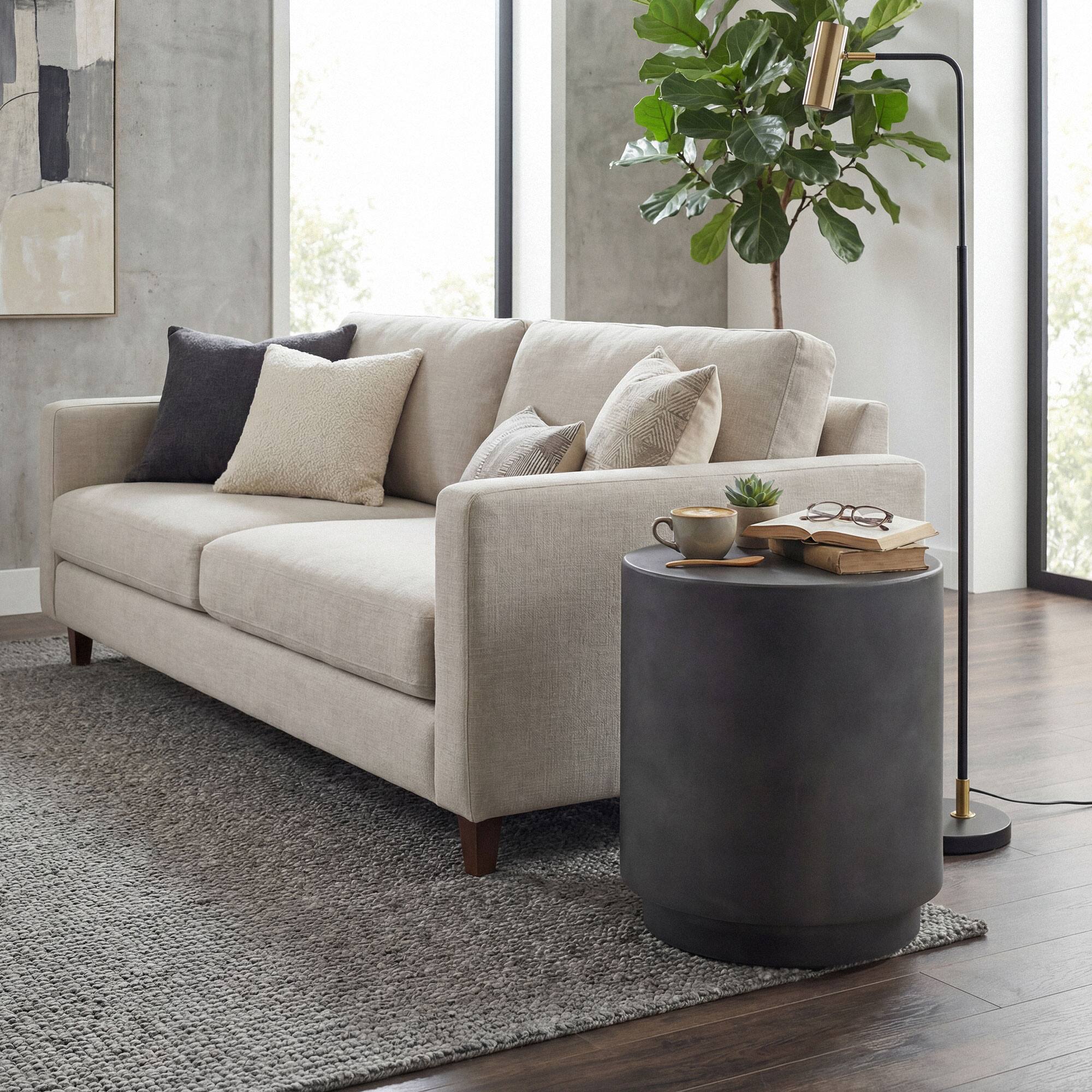 Alt View 8. Homcom - Accent Table with Concrete Finish Round Side Table - Dark Gray.