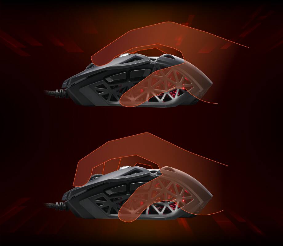 Alt View 1. Mad Catz - Mad Catz - M.O.J.O. M1 Ultra Lightweight Gaming Mouse with DAKOTA™ Technology 12000 DPI Optical Sensor - Wired - Black - Black.