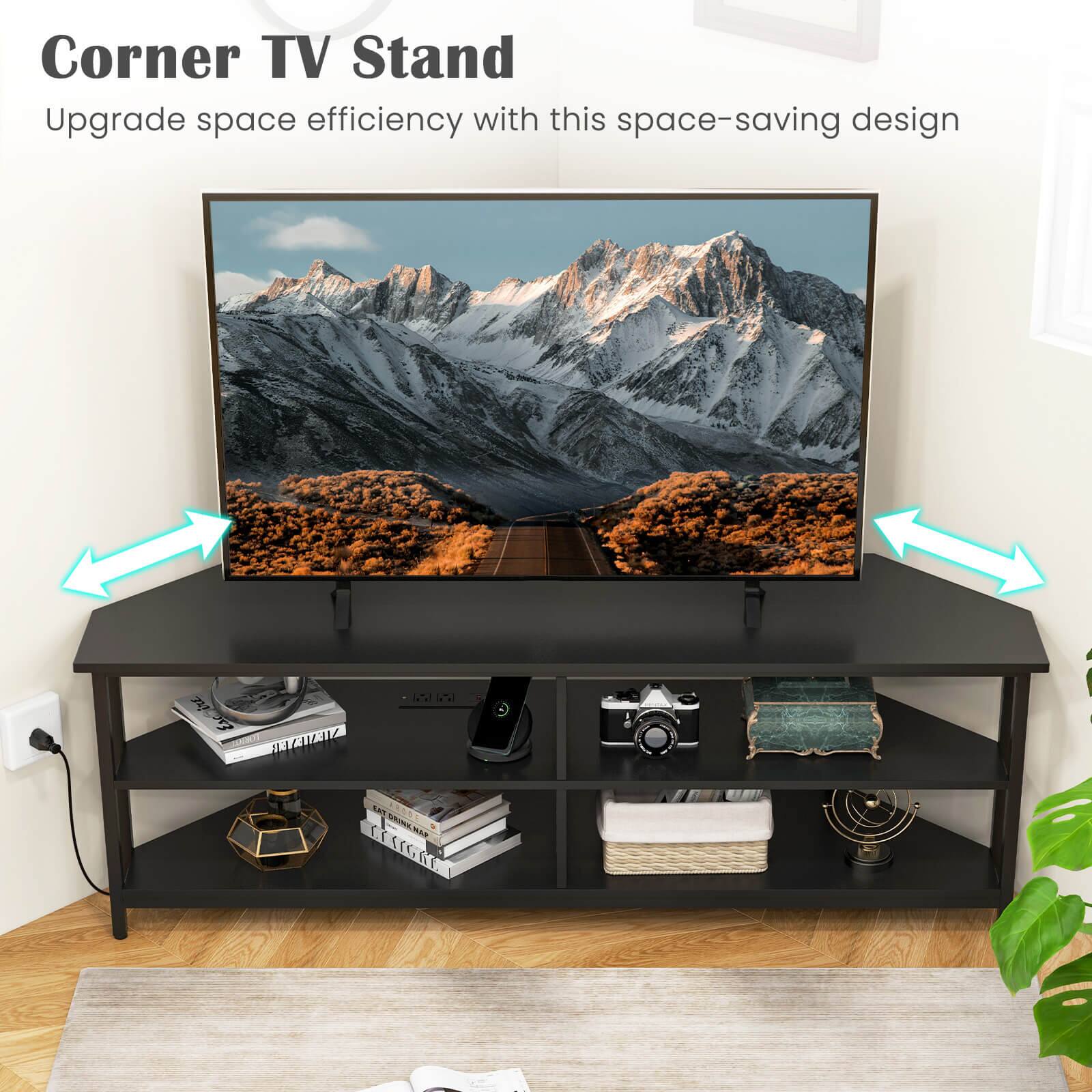 Corner TV Stand Upgrade space efficiency with this space-saving design.