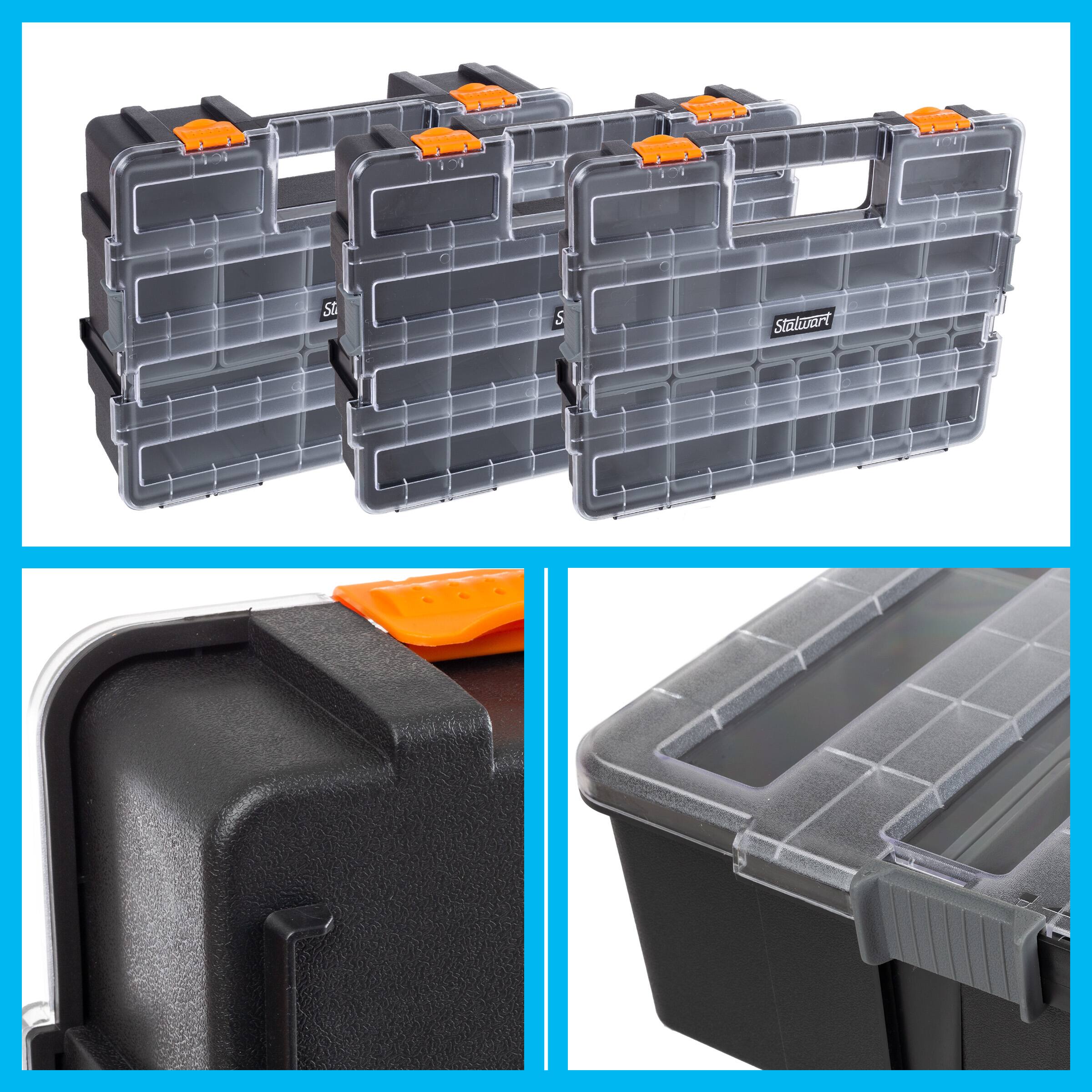 Alt View 4. Stalwart - 3-Tier 52-Compartment Parts Organizer - Dark Gray and Orange.