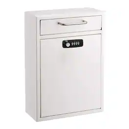 AdirOffice - Drop Box Large Steel Wall-Mounted Drop Box Mailbox with Combination Lock - White