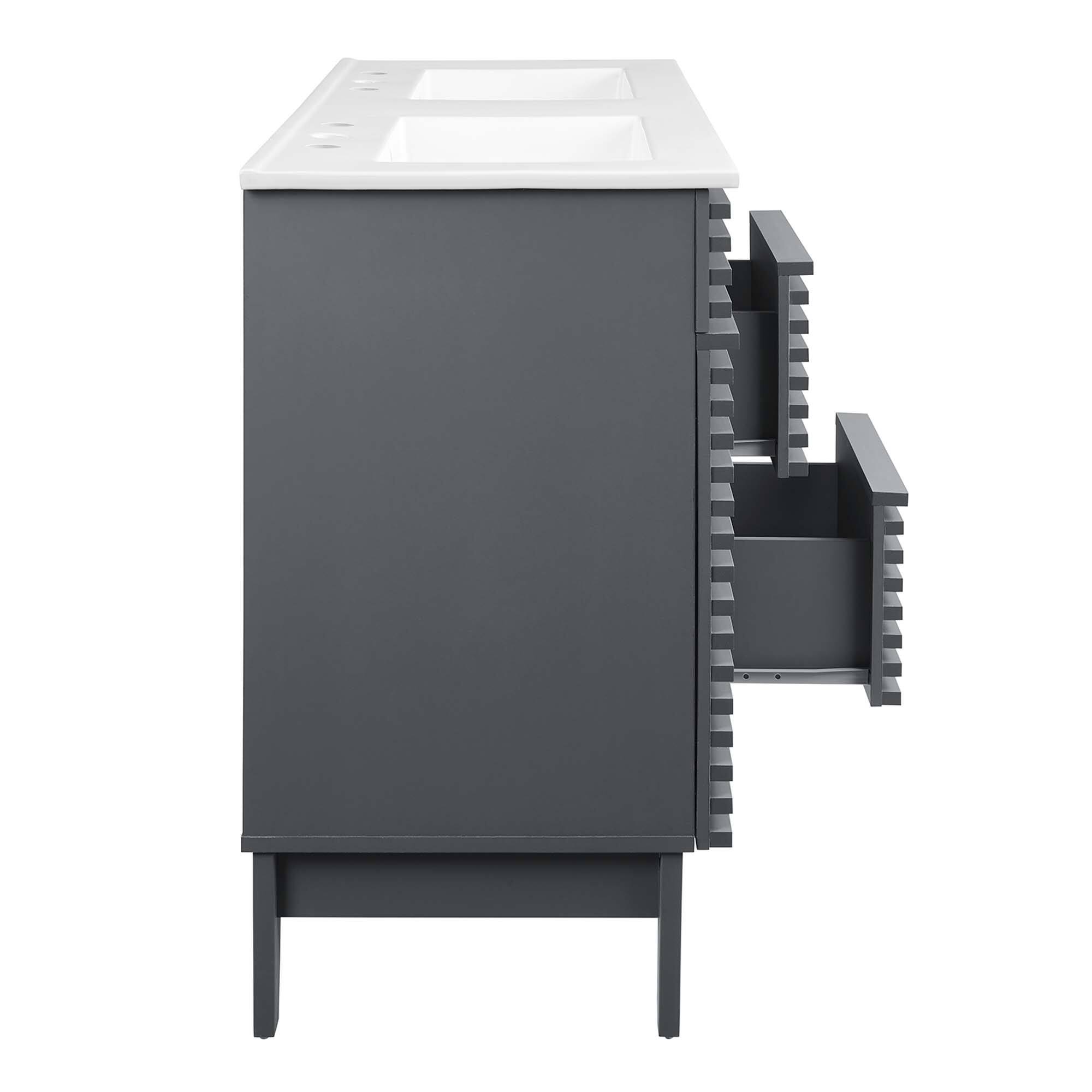 Alt View 2. Modway - Render 48" Bathroom Vanity with White Basin Included - Gray White.