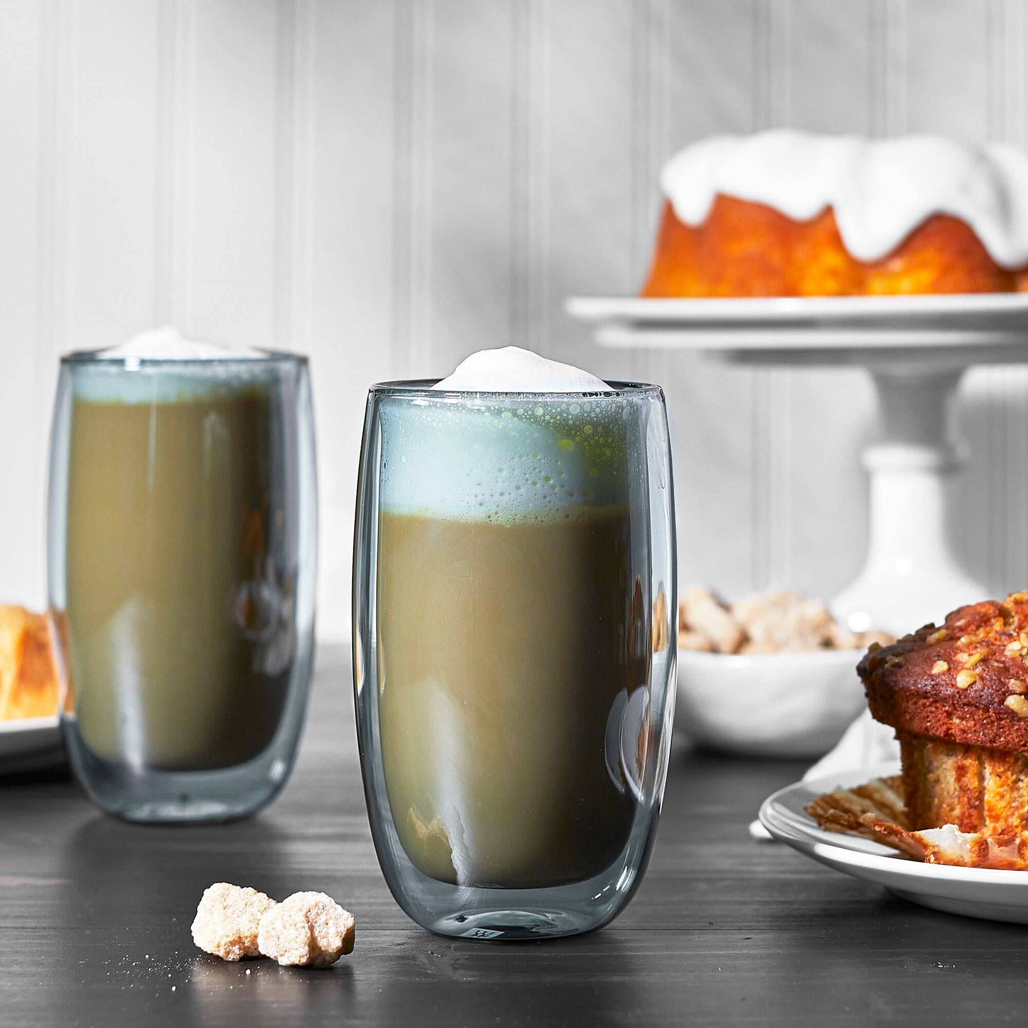 Alt View 2. ZWILLING - ZWILLING Sorrento 2-pc Double-Wall Latte Glass Set - Smoke Grey - Smoke Grey.