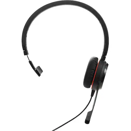Front. Jabra - Jabra EVOLVE 20SE MS Mono - Mono - USB - Wired - 32 Ohm - 150 Hz to 7 kHz - Over-the-head - Monaural - Supra-aural - Black.