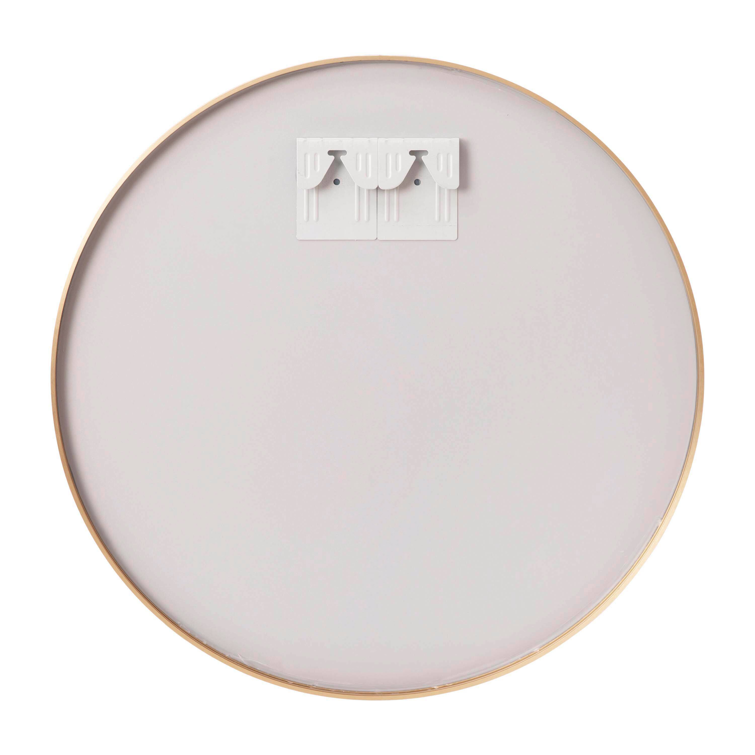 Alt View 5. Emma + Oliver - Metal Wall Mounted Mirror with Oxidized Finish for a Distressed Look, 4mm Silvered Back and Anti-Shatter Safety Film - Gold.