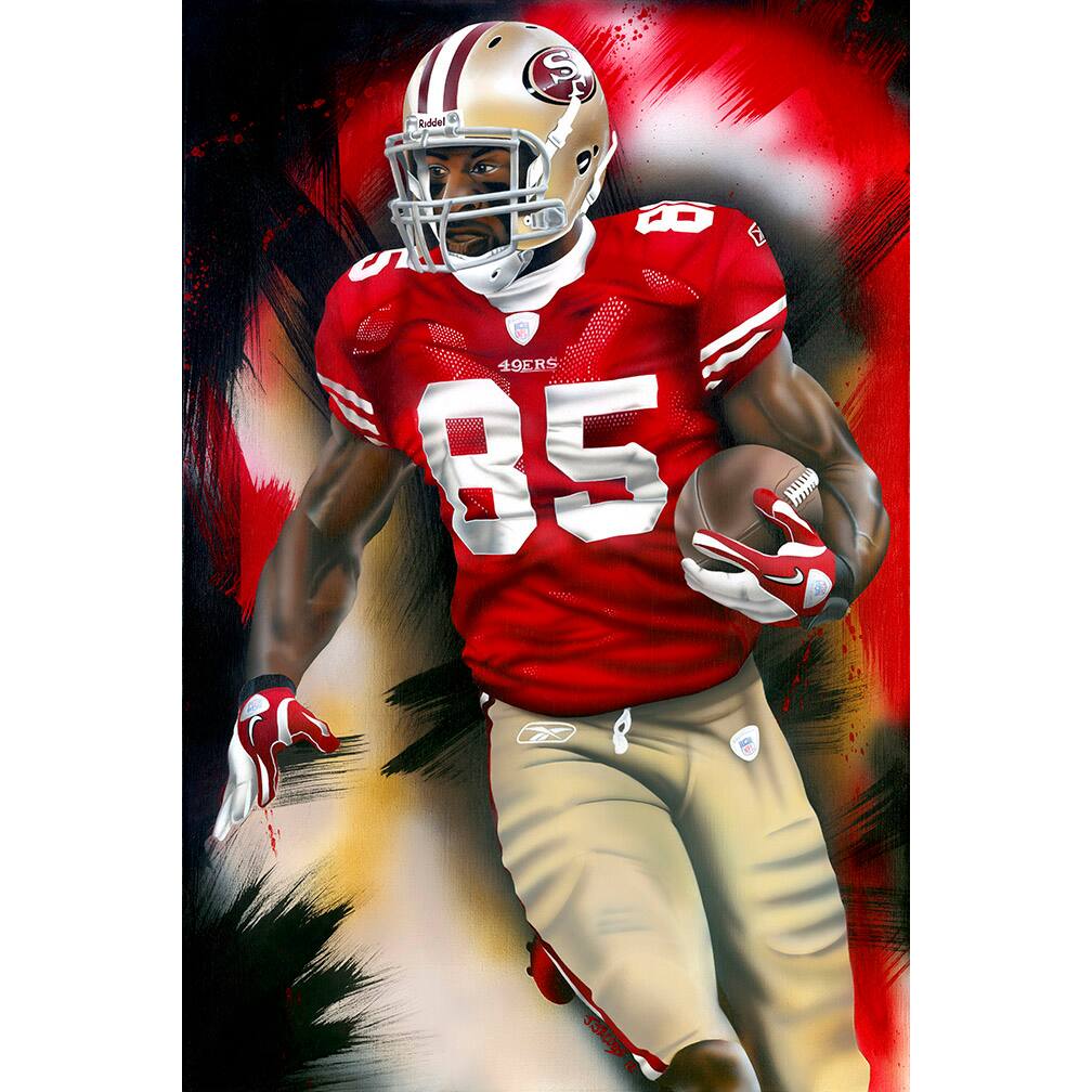 San Francisco 49ers "Vernon Davis" Fine Art Canvas Print 18" x 24" by Artist Joshua Jacobs