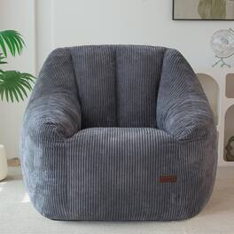 Fabibe - Bean Bag Chair, Bean Bag Sofa with Filler, Cozy Living Room Chair for Adults and Kids, Stuffed Floor Sofa for Bedroom Do - Dark Grey Standard