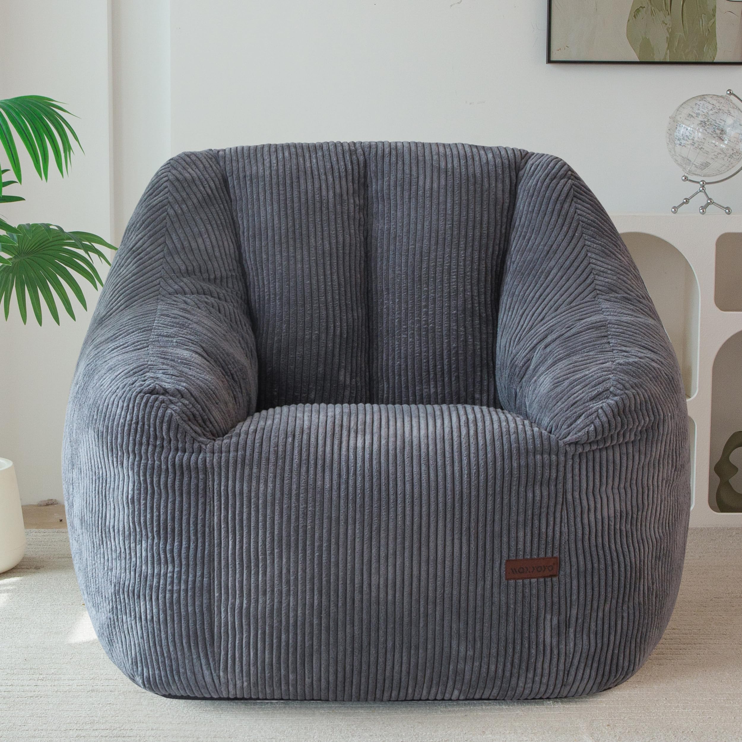 Front. Fabibe - Bean Bag Chair, Bean Bag Sofa with Filler, Cozy Living Room Chair for Adults and Kids, Stuffed Floor Sofa for Bedroom Do - Dark Grey Standard.