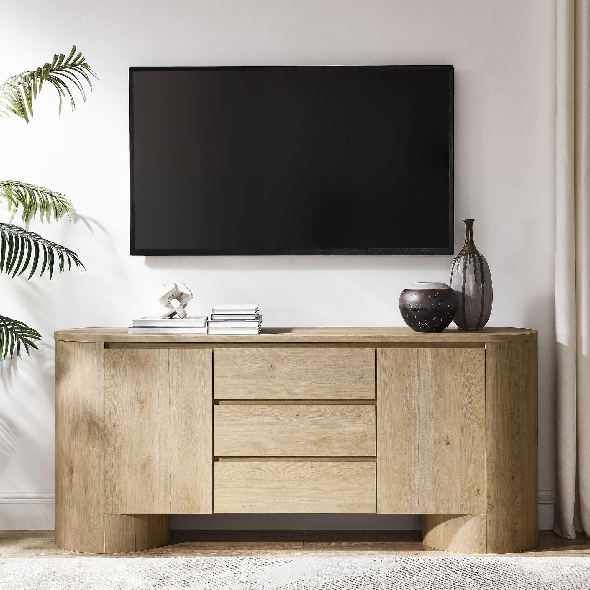 Duval 71" Rounded Sideboard Storage Cabinet by Modway - Hickory Frost