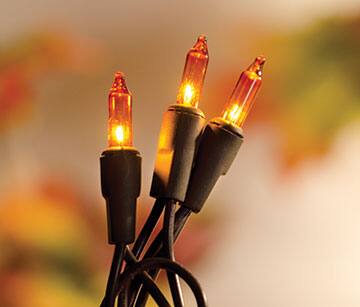 Front. BreeBe - Amber Light Set - Brown Cord - 20 ct. - Orange, Brown.