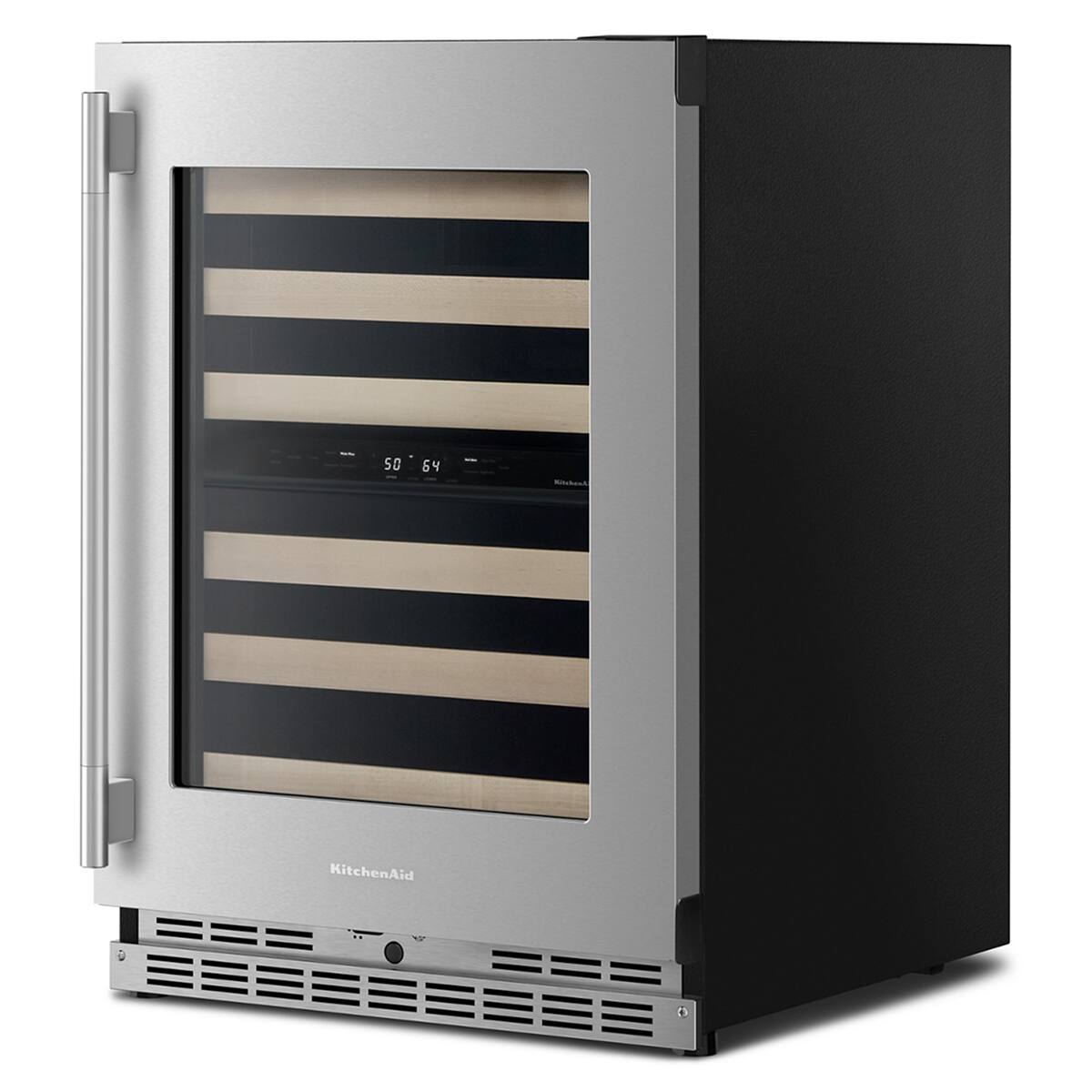 Back. KitchenAid - 24" Beverage Center with Glass Door and Wood-Front Racks - PrintShield Stainless Finish.