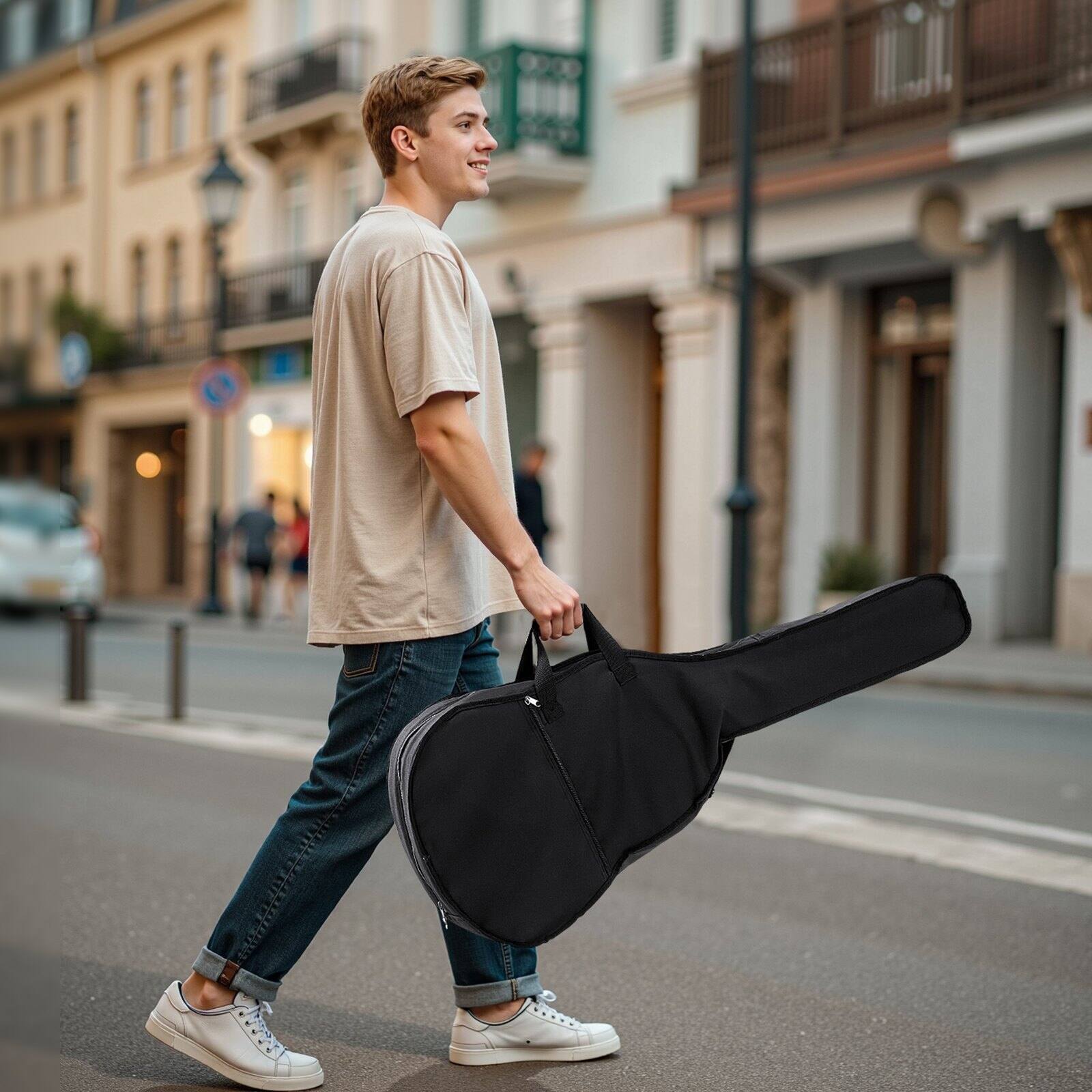 Alt View 1. Glintex - 39" Dreadnought Acoustic Guitar, Solid Spruce Top, 6-String, Portable Beginner Kit with Bag, Tuner, Capo, Strap, Picks - Natural.