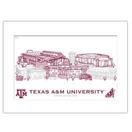 Indigo Falls - Texas A&M Aggies 11" x 14" Matted Campus Wall Art Collage - Multicolor