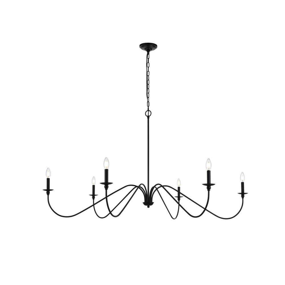 Alt View 4. Living District - Rohan 60 inch chandelier in Matte Black - Matte Black.