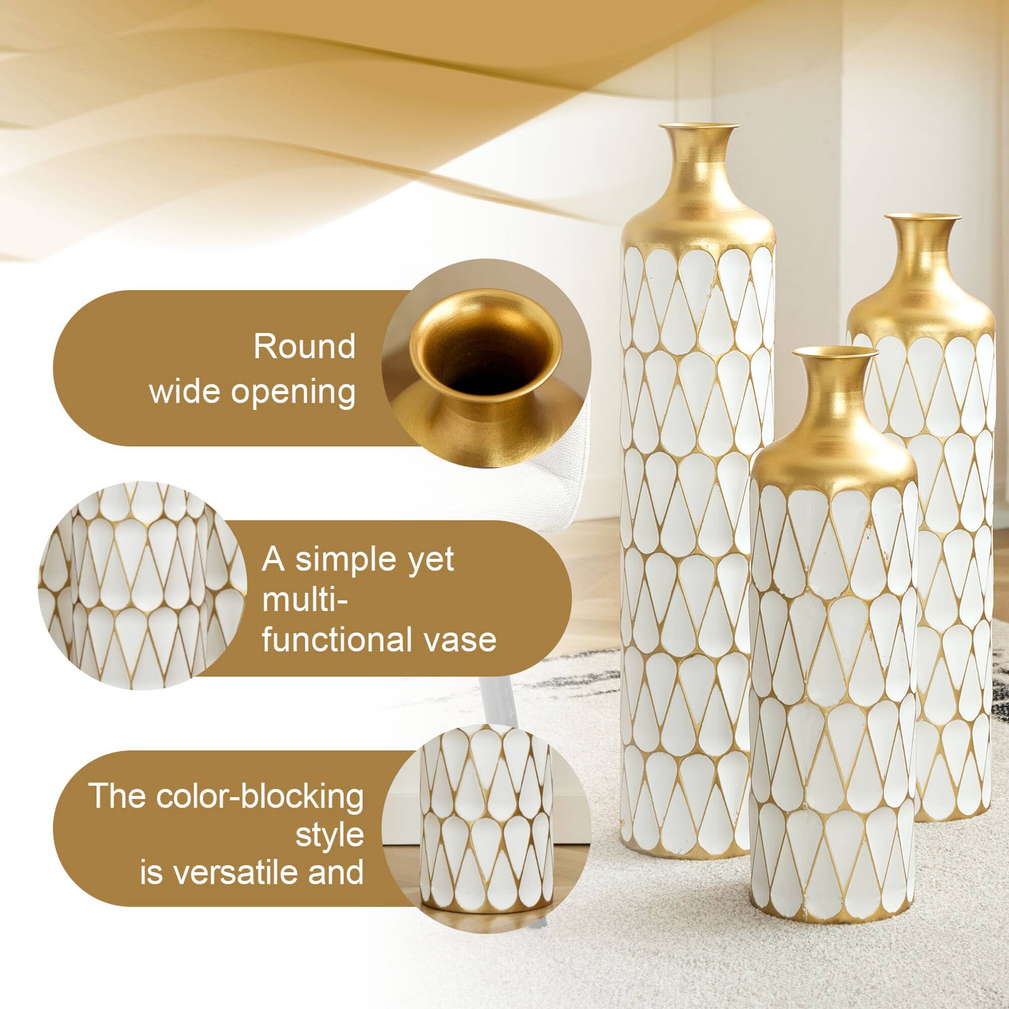 Round wide opening  
A simple yet multi-functional vase  
The color-blocking style is versatile and