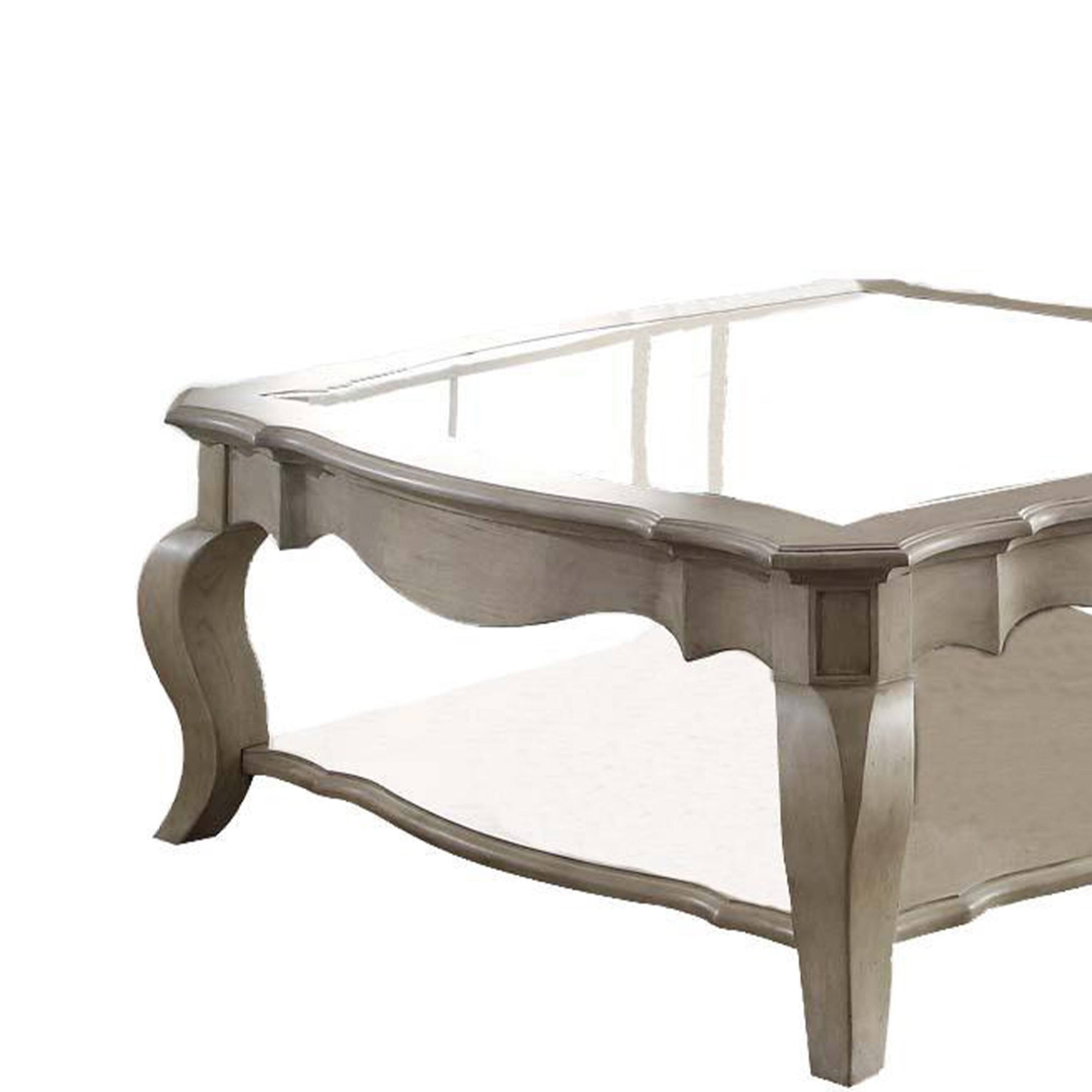 Alt View 1. Manhattan Lane - Charming Coffee Table, Brown& Clear Glass - Antique Brown,Glass.