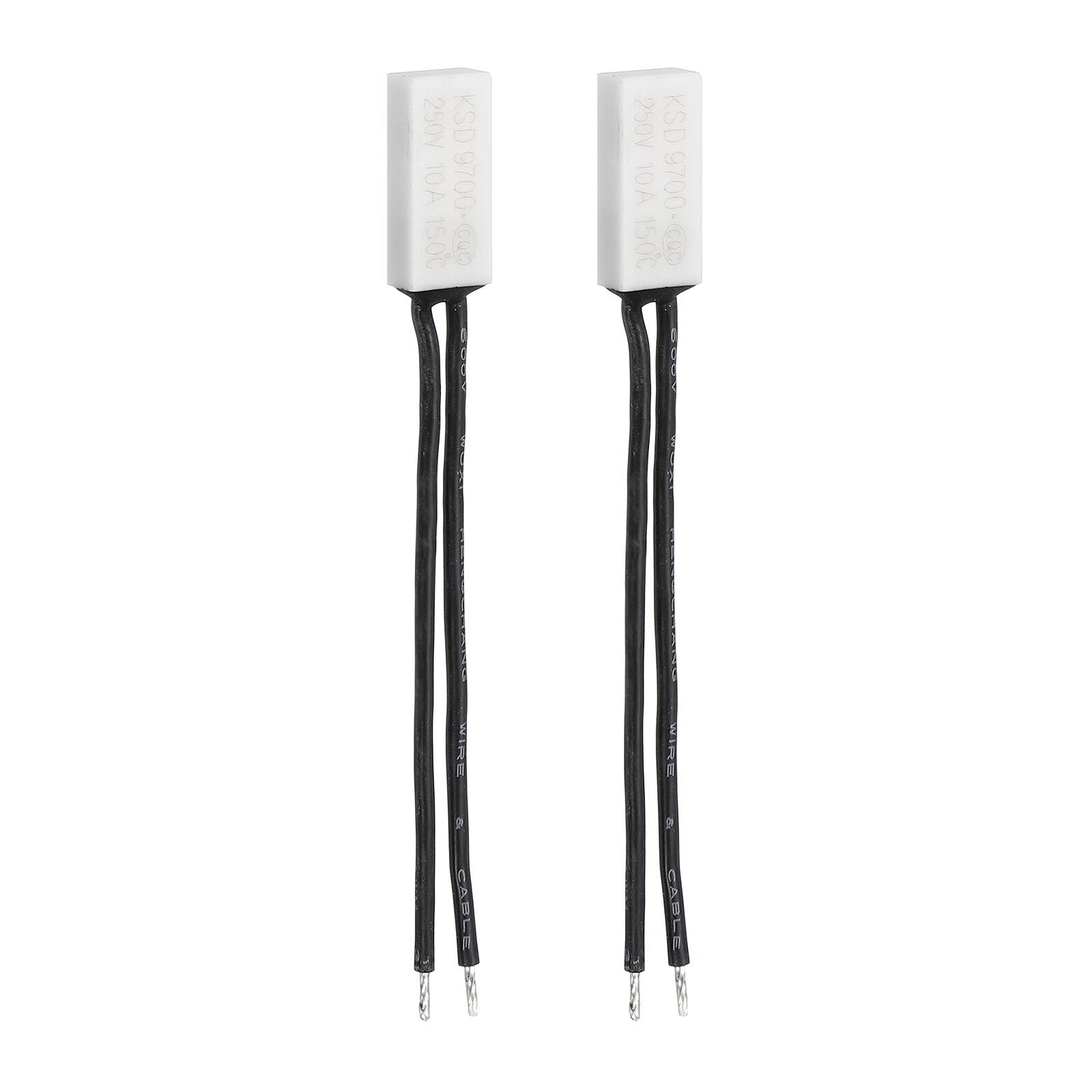 Unique Bargains - 2pcs KSD9700 Thermostat 150C Normally Close N.C Temperature Switch 250V 10A Thermal Protector Ceramics - Black
