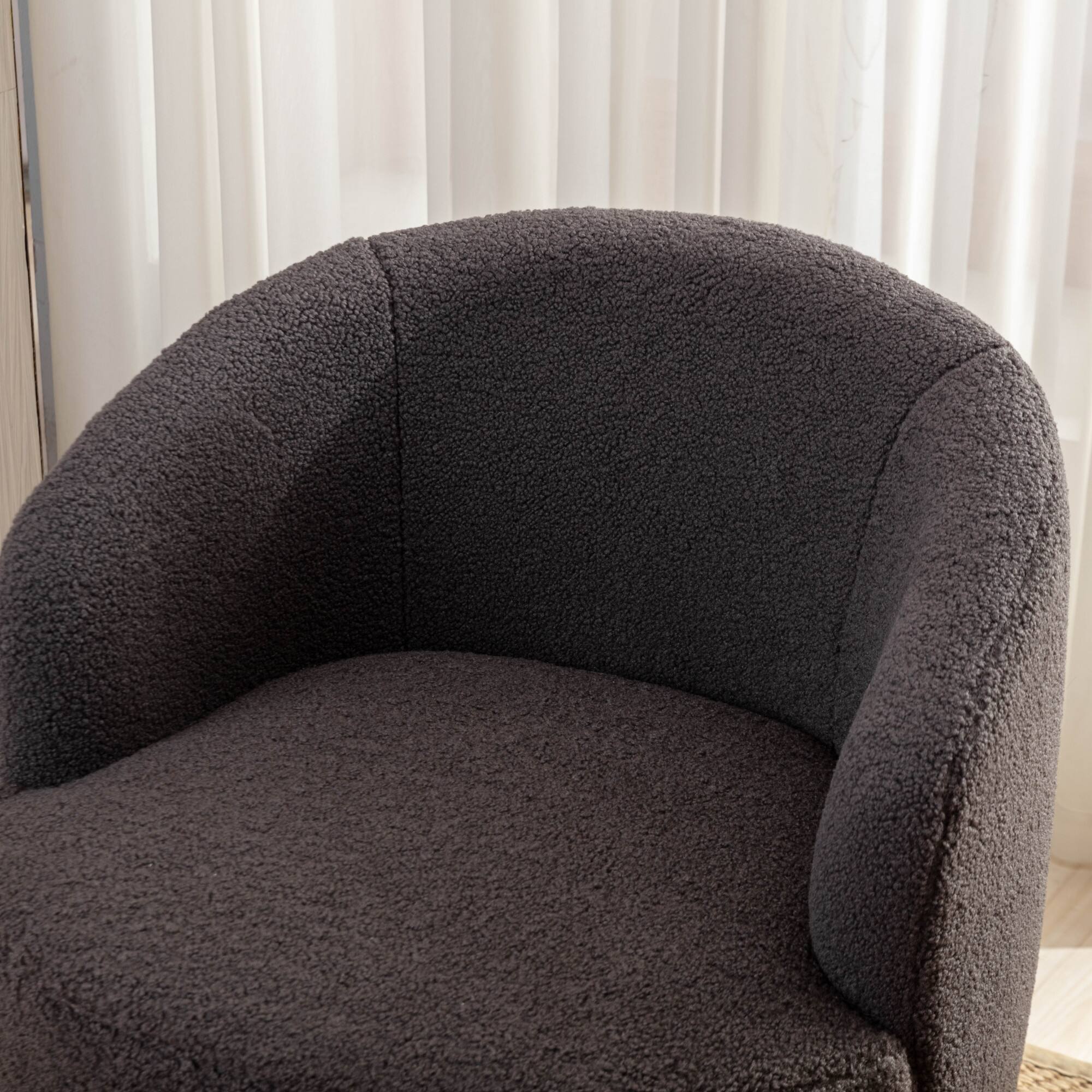 Back. GOODSILO - Plush Swivel Accent Armchair with Ergonomic Design and 360-Degree Rotation for Modern Interiors - Dark Gray.