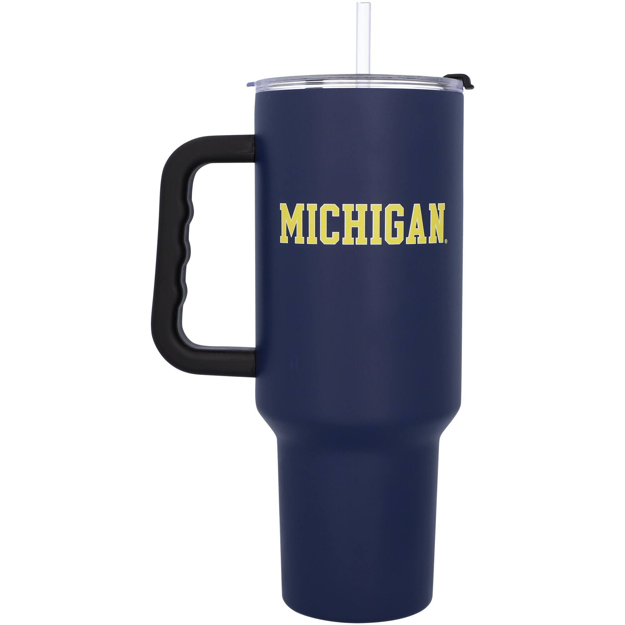 Alt View 1. Logo Brands - Michigan Wolverines 40oz. Travel Tumbler with Handle - Multicolor.
