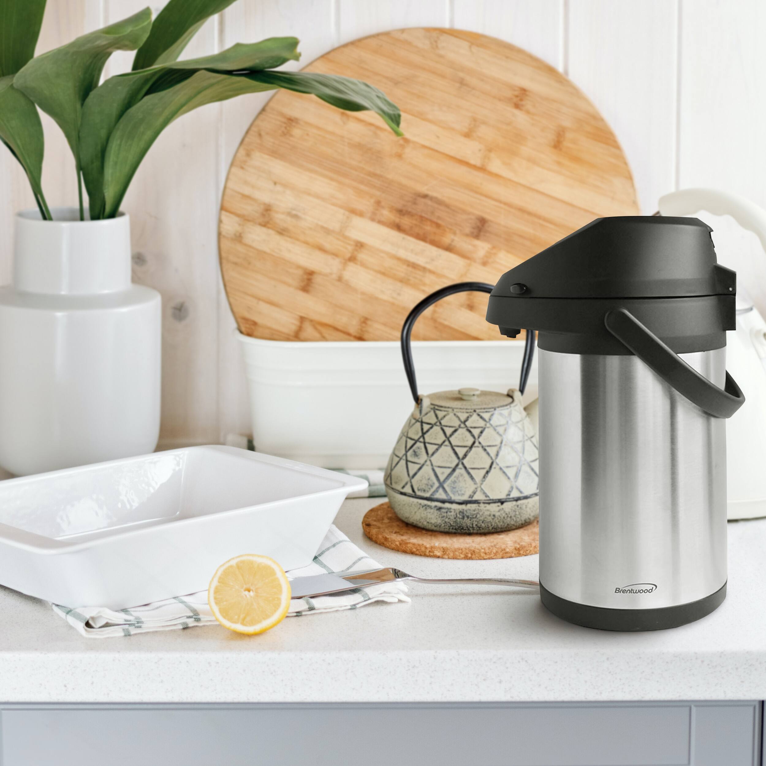 Alt View 1. Brentwood - Brentwood CTSA-2500 2.5-Liter Airpot Hot & Cold Drink Dispenser - Silver.