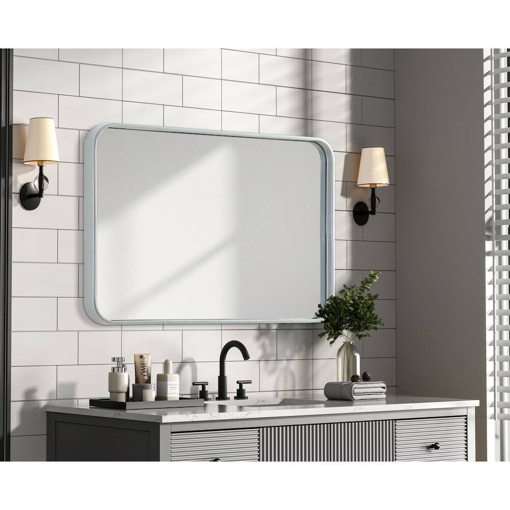 Alt View 2. Elegant Decor - Contour Metal Rectangle Mirror 20x30 in Silver - Silver.
