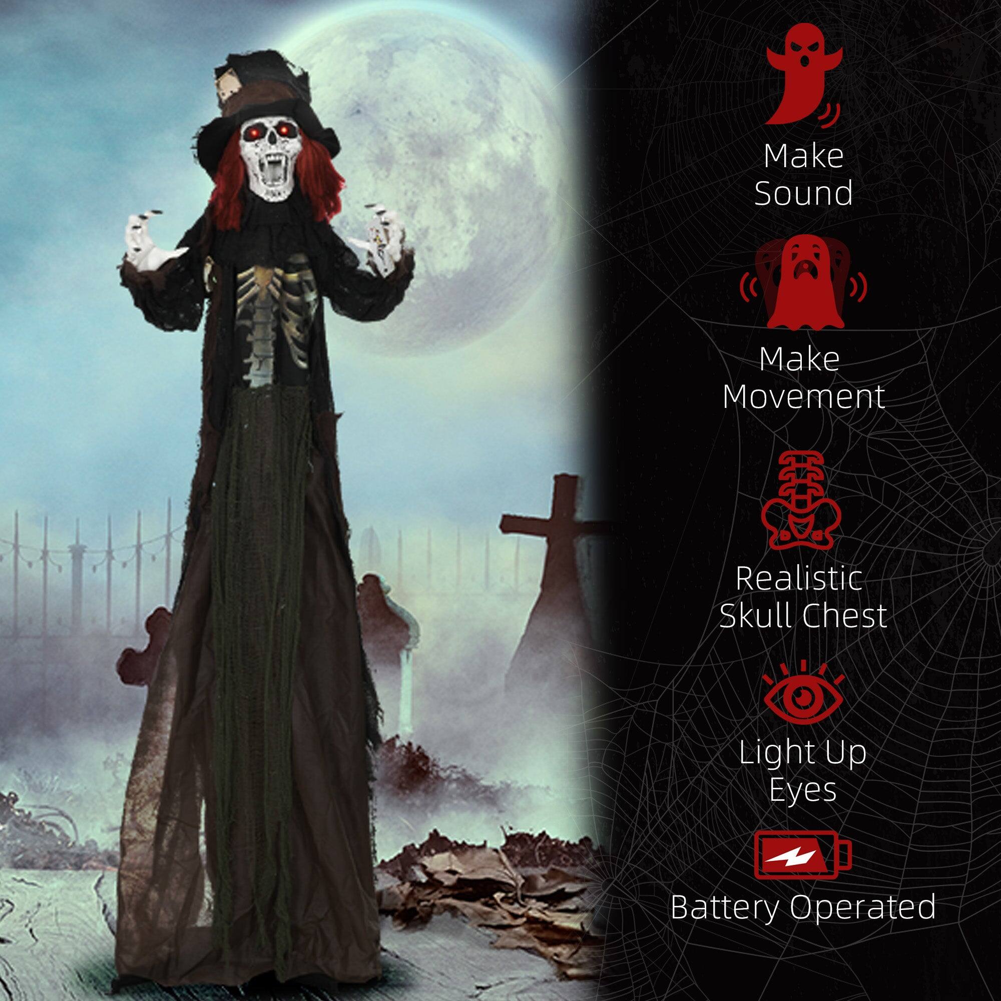 - Make Sound
- Make Movement
- Realistic Skull Chest
- Light Up Eyes
- Battery Operated