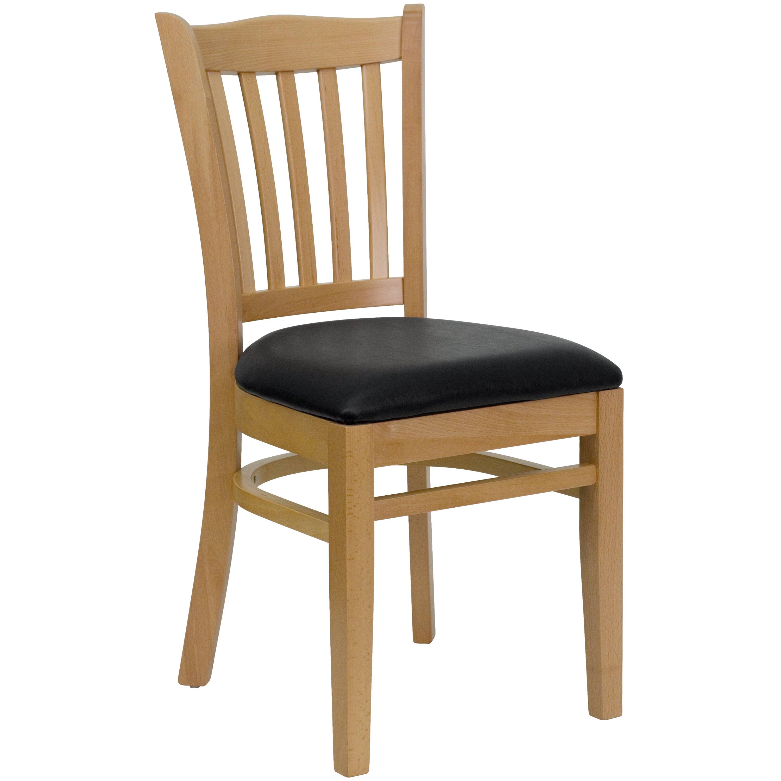 Black Vinyl Seat/Natural Wood Frame