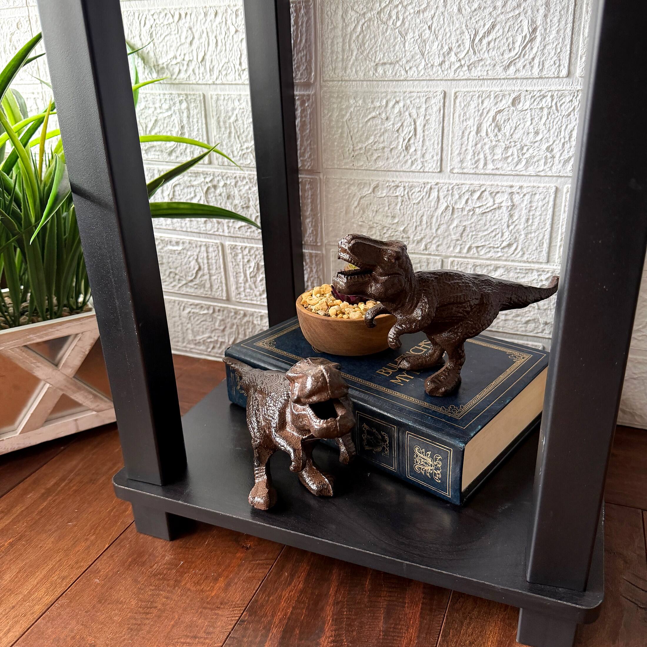 Alt View 4. Things2Die4 - Cast Iron Dinosaur Bookends Set of 2 Brown T-Rex Decorative 8.5 In - Brown.