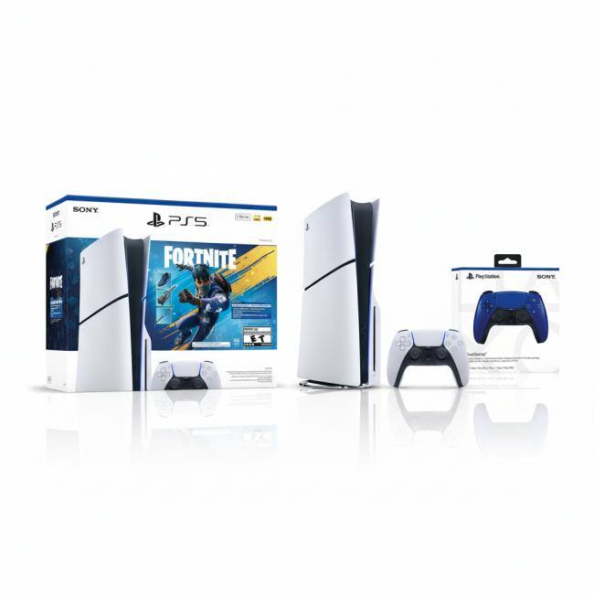 PlayStation 5 Console 1TB Fortnite Flowering Chaos Bundle + PlayStation 5 DualSense Wireless Controller Cobalt Blue - PlayStation 5