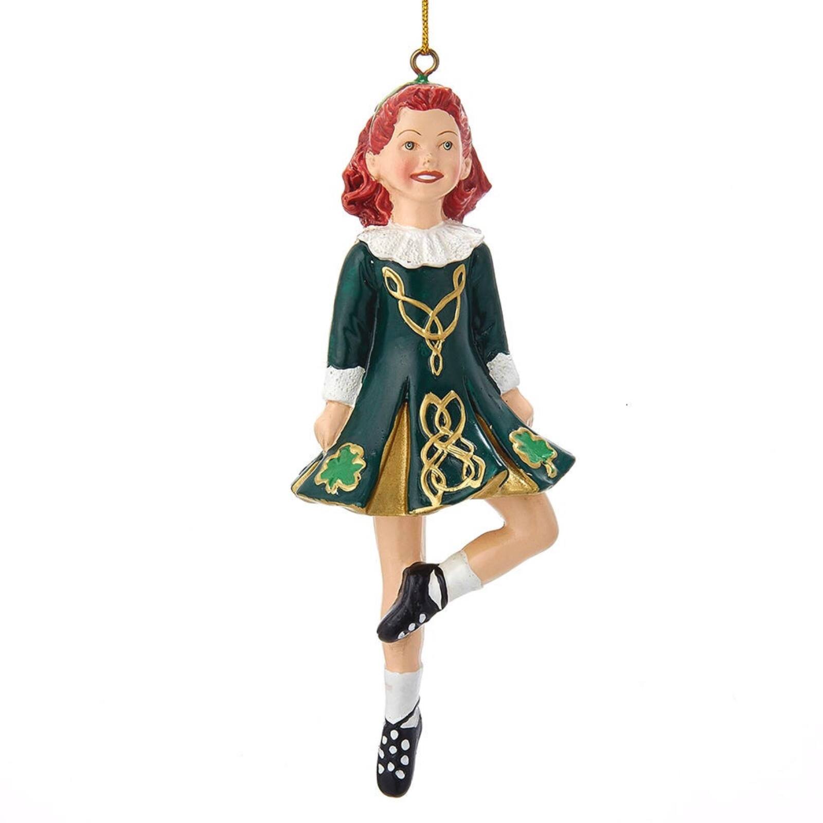 Front. Kurt S Adler - Kurt Adler Step Irish Dancer Girl in Green Dress Resin Christmas Tree Ornament 6 inch - Green.