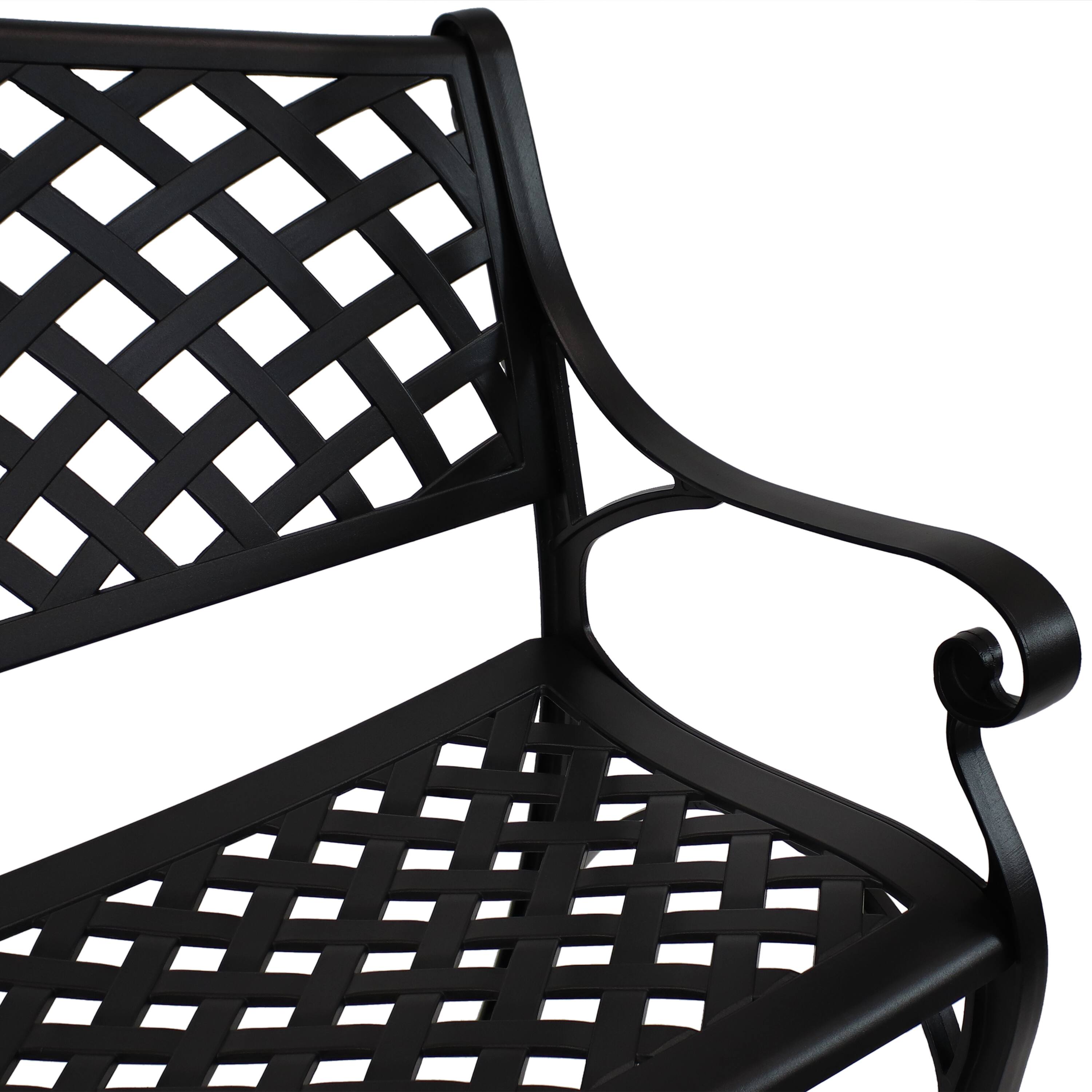 Alt View 9. Sunnydaze - 2-Person Checkered Cast Aluminum Outdoor Garden Bench - Black.